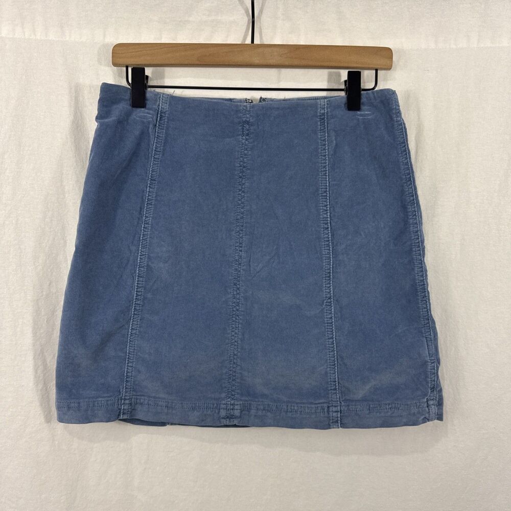 Free People Modern Femme Corduroy Western-Inspired Blue Mini Skirt Womens Sz 10